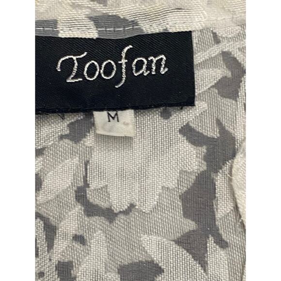 White Unconventional Lace Sheer Tunic w/ Mother of Pearl Buttons (M) Linen Blend - Picture 9 of 10